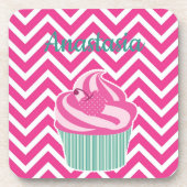 おカッコいい名前のピンクカップケーキ コースター (正面)