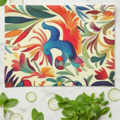 おカラフルとみ鳥のパターン キッチンタオル (折り畳み)