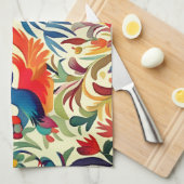 おカラフルとみ鳥のパターン キッチンタオル (四つ折り)