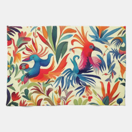 おカラフルとみ鳥のパターン キッチンタオル