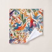 おカラフルとみ鳥のパターン バスタオルセット (ウォッシュタオル)