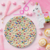 おカラフルとみ鳥花かわいい夏 ペーパープレート (パーティー)