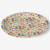 おカラフルとみ鳥花かわいい夏 ペーパープレート (アングル)