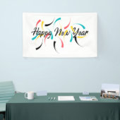 「おカラフルめでとう」という快活なデザイン 横断幕 (トレードショー)