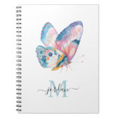 おカラフル前のモノグラムで水色の蝶 ノートブック (正面)