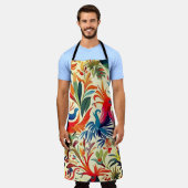 おカラフル富バードアート エプロン (着用した状態)
