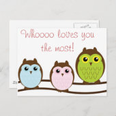 おカラフル気に入りのフクロウ ポストカード (正面/裏面)