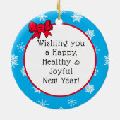 おキツネ酒2020年おもしろい新年おめでとう セラミックオーナメント (裏面)