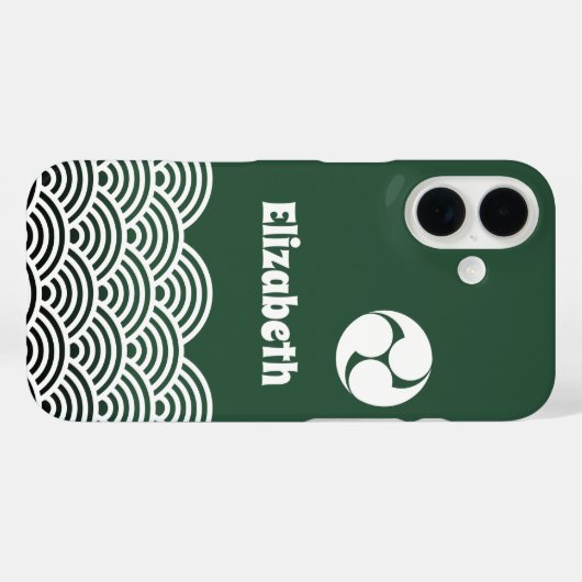 おクラシック名前日本の付き緑の波パターン Case-Mate iPhoneケース (裏面 (横))
