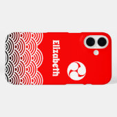 おクラシック名前日本の付き赤い波パターン Case-Mate iPhoneケース (裏面 (横))