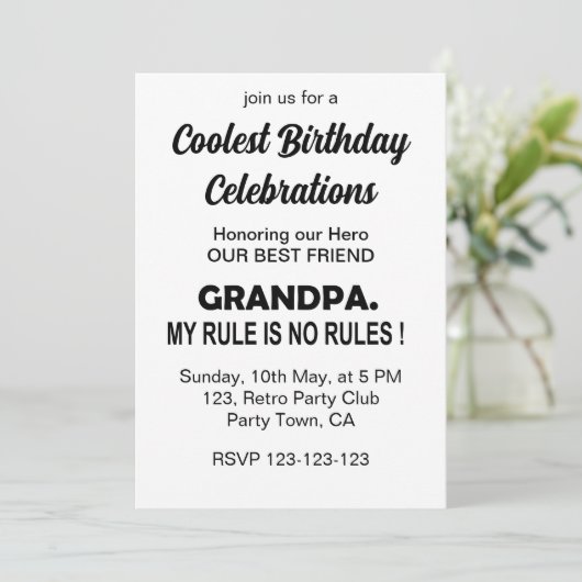 おクールじいちゃん誕生会 招待状 (スタンド正面)