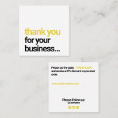 おクールモダン客様に感謝のメッセージを挿入 スクエア名刺 (正面/裏面)