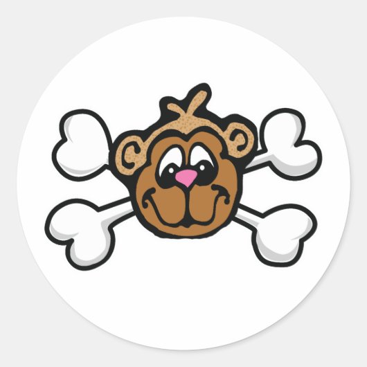 おサル顔ドクロマーク ラウンドシール (正面)