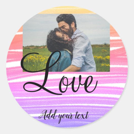 おシンプルミニマル名前を追加しますphoto water color love ラウンドシール (正面)
