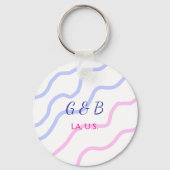 おシンプルミニマル客様のカップル名を追加する市区町村名文字 キーホルダー (裏面)