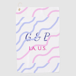 おシンプルミニマル客様のカップル名を追加する市区町村名文字 ゴルフタオル