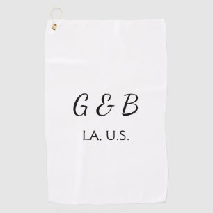 おシンプルミニマル客様のカップル名を追加する市区町村名文字 ゴルフタオル