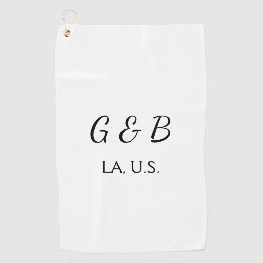 おシンプルミニマル客様のカップル名を追加する市区町村名文字 ゴルフタオル (正面)