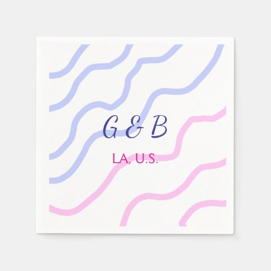 おシンプルミニマル客様のカップル名を追加する市区町村名文字 スタンダードカクテルナプキン (正面)