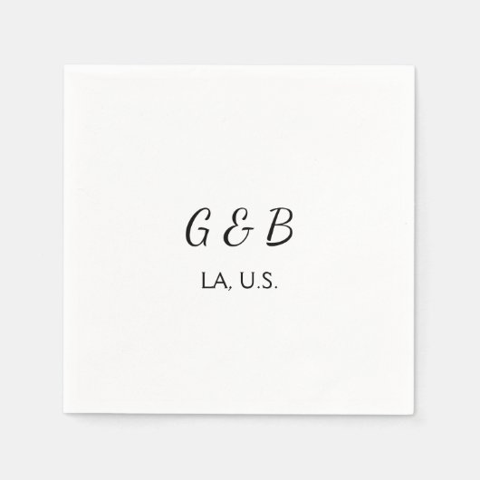 おシンプルミニマル客様のカップル名を追加する市区町村名文字 スタンダードカクテルナプキン (正面)