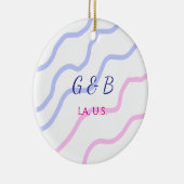 おシンプルミニマル客様のカップル名を追加する市区町村名文字 セラミックオーナメント (右)