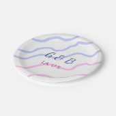 おシンプルミニマル客様のカップル名を追加する市区町村名文字 ペーパープレート (アングル)