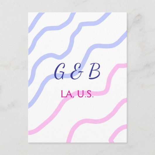 おシンプルミニマル客様のカップル名を追加する市区町村名文字 ポストカード (正面)