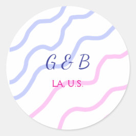 おシンプルミニマル客様のカップル名を追加する市区町村名文字 ラウンドシール