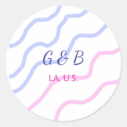 おシンプルミニマル客様のカップル名を追加する市区町村名文字 ラウンドシール (正面)