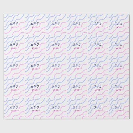 おシンプルミニマル客様のカップル名を追加する市区町村名文字 ラッピングペーパー (フラット)