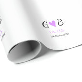 おシンプルミニマル客様のカップル名を追加する市区町村名文字 ラッピングペーパー (ロールコーナー)