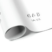 おシンプルミニマル客様のカップル名を追加する市区町村名文字 ラッピングペーパー (ロールコーナー)