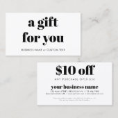 おシンプルモダン客様のクーポンコード事業へのギフト 割引カード (正面/裏面)