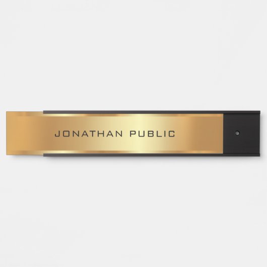 おスタイリッシュ客様のカスタム文字テンプレートブラック&金ゴールド サインプレート (正面)