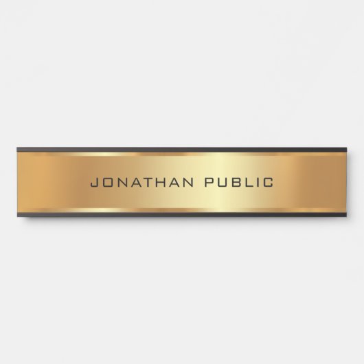 おスタイリッシュ客様のカスタム文字テンプレートブラック&金ゴールド サインプレート (正面)