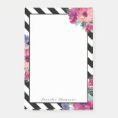 おストライプ名前の花柄 ポストイット (正面)