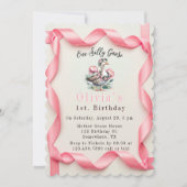 おバカなガチョウの1歳の女の子の誕生日パーティー 招待状 (正面)