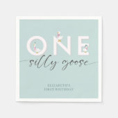 おバカなガチョウの1歳誕生日・かわいい スタンダードカクテルナプキン (正面)