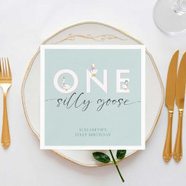 おバカなガチョウの1歳誕生日・かわいい スタンダードカクテルナプキン