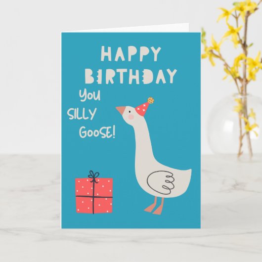 おバカなガチョウ カード (黄色い花)