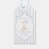 おバカなガチョウ 青いリボン 初誕生日 ギフトタグ (正面)