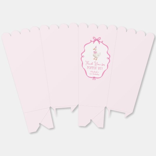 おバカなキジちゃんのピンクのリボン ファーストバースデーポップコーン フェイバーボックス (見開き)