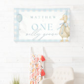 おバカなキジのギンガム・ブルー・ボーイ　１歳の誕生日 横断幕 (インサイチュ)