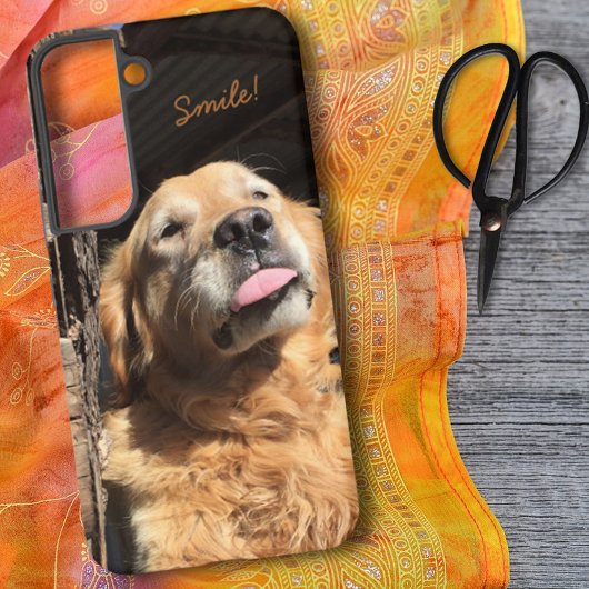 おバカなゴールデンレトリバーの写真 オーダーメイドテキスト SAMSUNG GALAXYケース