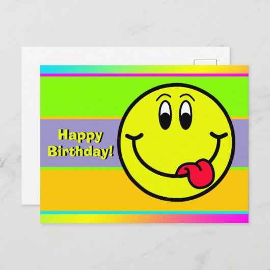 おバカな笑顔の絵文字 誕生日ポストカード ポストカード (正面/裏面)