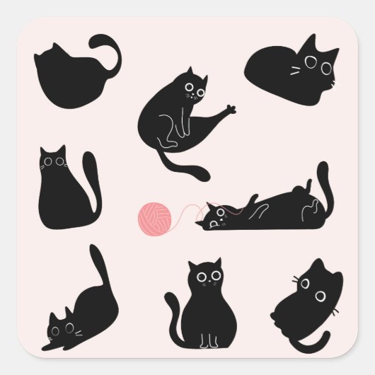  おバカな黒猫 スクエアシール (正面)