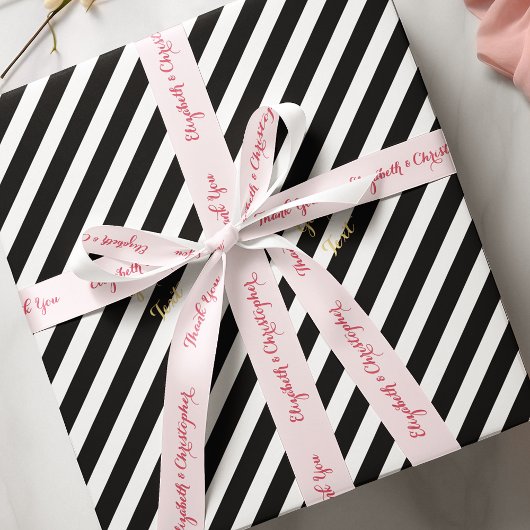 おパーソナライズされたエレガント礼結婚式の引き出物ピンク サテンリボン