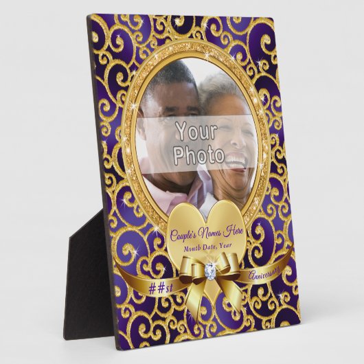 おパーソナライズされた写真付きの記念日 フォトプラーク (側面)