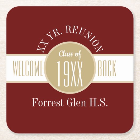 おパーソナライズされた前に!!クラス懇親会紙コースター スクエアペーパーコースター (正面)