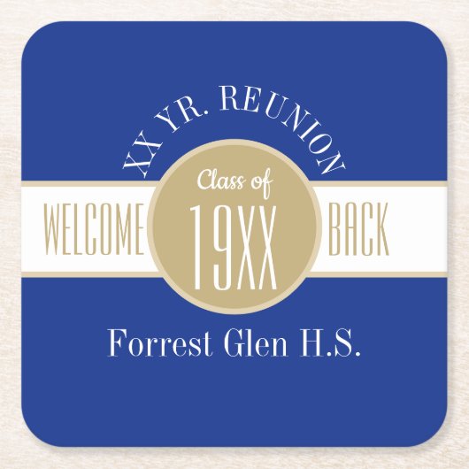 おパーソナライズされた前に!!クラス懇親会紙コースター スクエアペーパーコースター (正面)